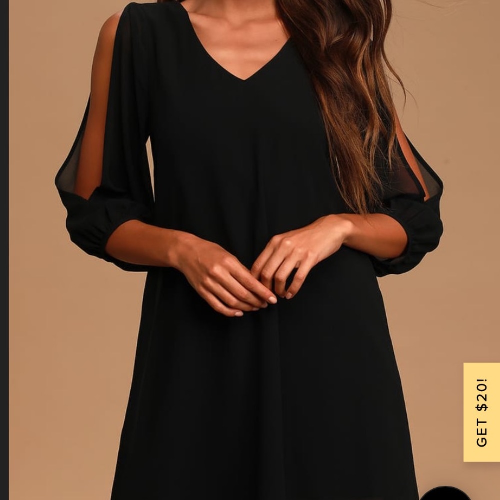 NWT lulu's Shifting Dears Black Long Sleeve Dress